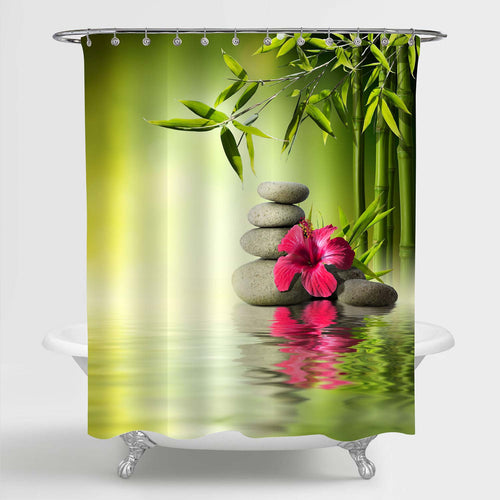 Spa Still Life Theme Shower Curtain - Green