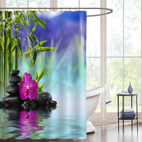 Spa Art Painting Shower Curtain - Green Blue