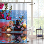 Spa Bath Treatment in Nature for Aromatherapy and Relaxation Shower Curtain - Pink Blue