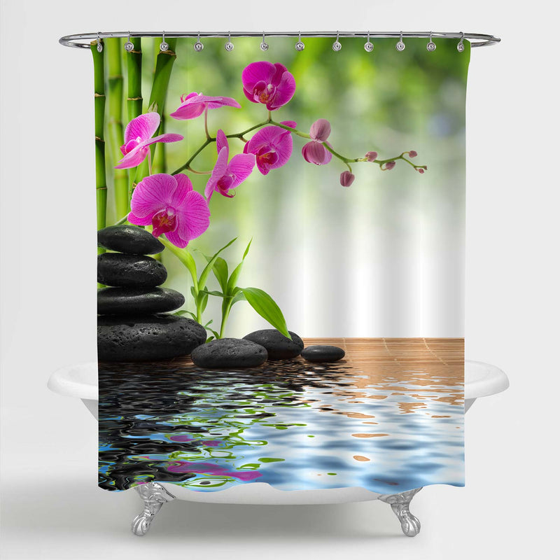 Japanese Garden  Therapy Spa Shower Curtain - Green