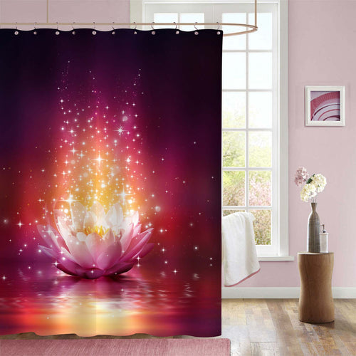 Magic Lotus Flower Floating on Water Shower Curtain - Pink