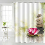 Chinese Nature Zen Shower Curtain - Green Pink