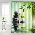 Spa Massage Treatment in Japanese Garden Shower Curtain - Green