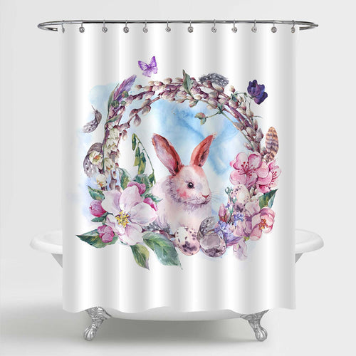 Watercolor Spring Happy Easter Shower Curtain - Pink