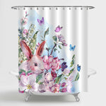 Watercolor Easter Day Bunny Shower Curtain - Pink