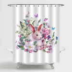 Vintage Happy Easter Baby Rabbit Shower Curtain - Pink
