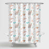 Hand Drawn Bunnies and Florals Shower Curtain - Pink
