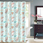 Vintage Watercolor Easter Rabbits and Spring Flowers Shower Curtain - Pink Green