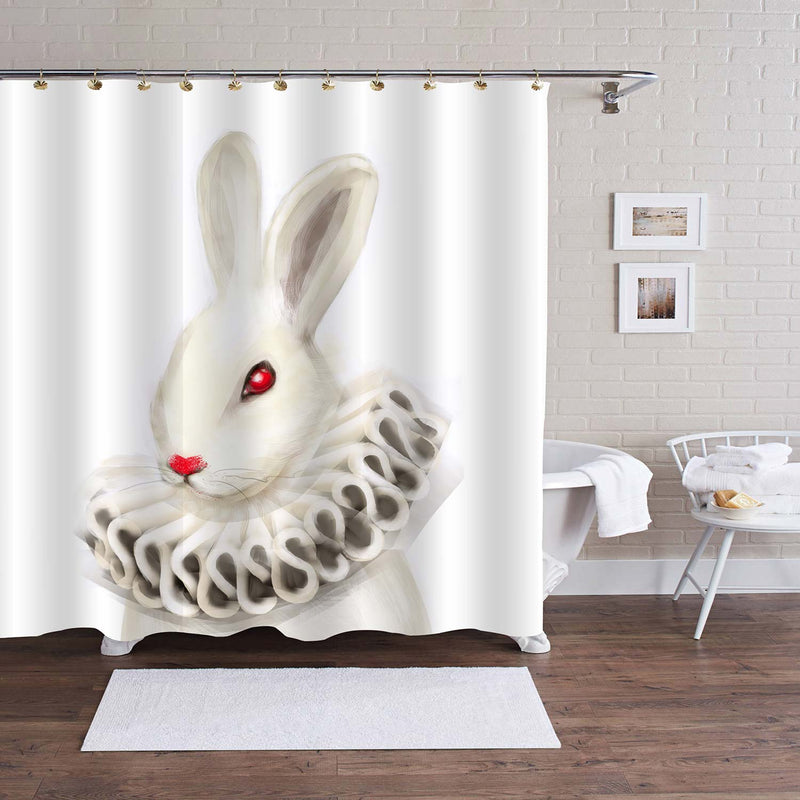 Portrait of Rabbit Shower Curtain - White