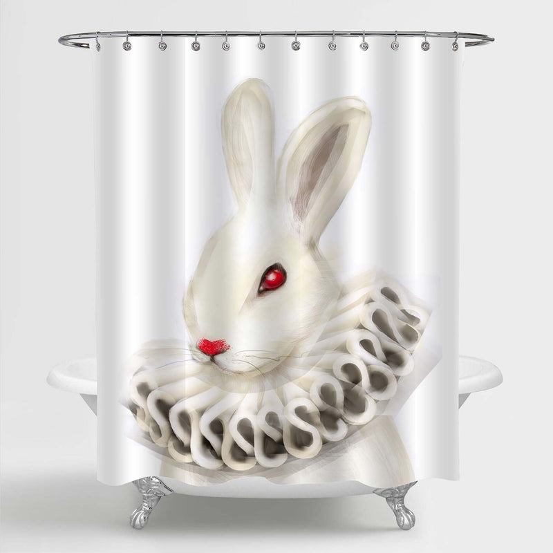 Portrait of Rabbit Shower Curtain - White