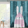 Winter Rabbit Shower Curtain - Green Pink