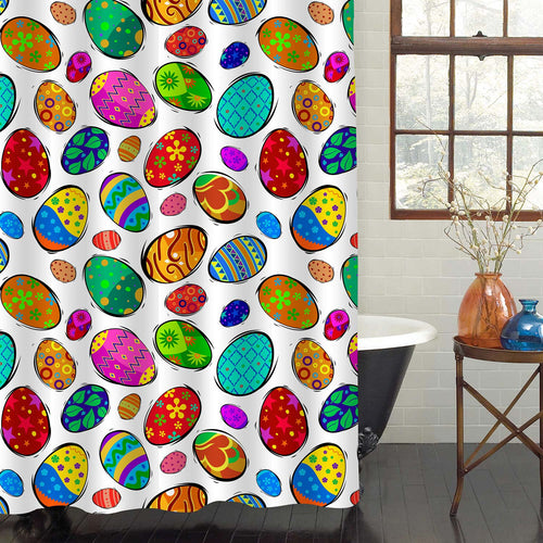 Hand Drawn Colorful Easter Eggs with Various Ornaments Shower Curtain - Multicolor