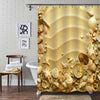 Sea Shells Starfishes and Old Compass with Sand Shower Curtain - Gold