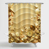 Sea Shells Starfishes and Old Compass with Sand Shower Curtain - Gold