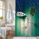 Tropical Paradise Sandy Heart-Shaped Island Shower Curtain - Blue Green
