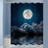 Full Moon Between Clouds in Night Sky Shower Curtain - Blue