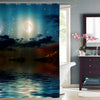 Landscape View of Sea with Moon and Stars Shower Curtain - Blue
