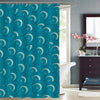 Abstract Marine Waves Pattern with Grunge Effect Shower Curtain - Turquoise