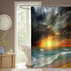 Folly Beach Ocean Sunset Landscape Shower Curtain - Blue Gold