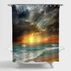 Folly Beach Ocean Sunset Landscape Shower Curtain - Blue Gold