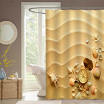 Sea Shells and Retro Compass with Sand Shower Curtain - Sand