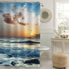 Ocean Wave Against the Rock Shower Curtain - Blue Gold