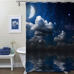 Night Ocean Sky with Moon and Stars in the Clouds Shower Curtain - Navy Blue