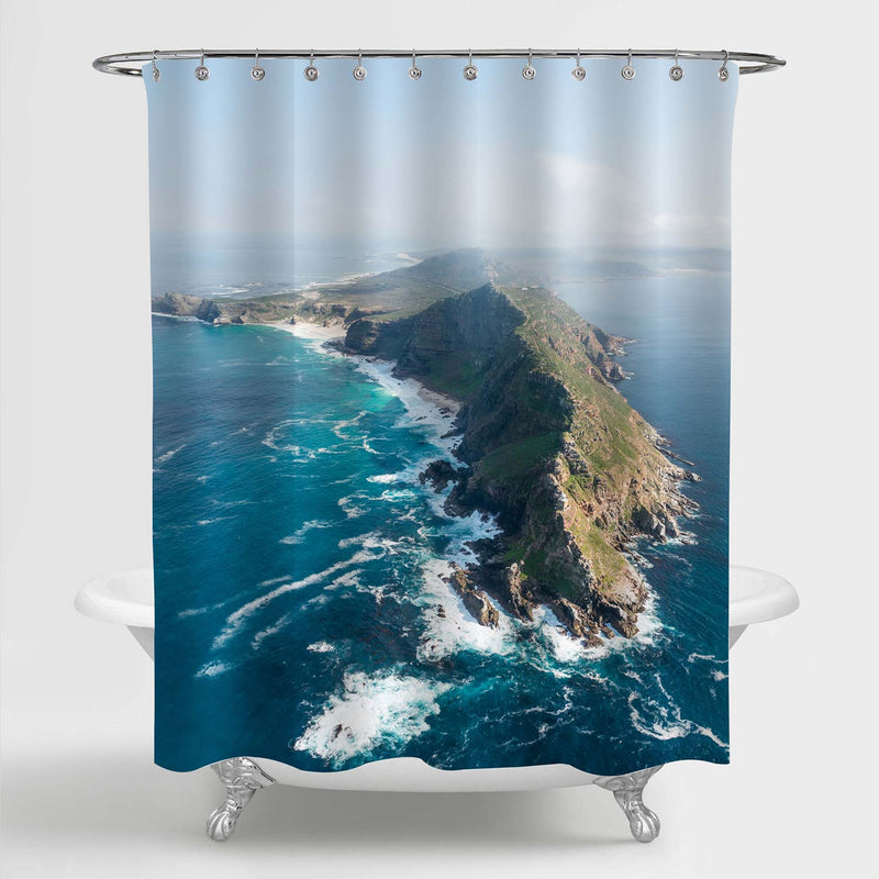 Cape Point and Cape of Good Hope Shower Curtain - Blue