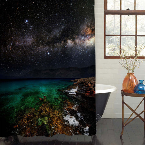 Milky Way Galaxy Over the Sea Shower Curtain - Multicolor