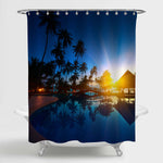 Sunset at Thailand Ocean Paradise Shower Curtain - Blue Gold