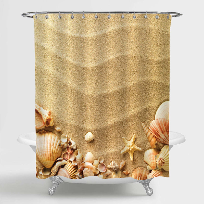 Tropical Summer Beach Shower Curtain - Sand