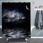 Moon at Night Clouds Seascape Shower Curtain - Dark Grey