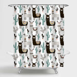 Llama with Cactus Shower Curtain - Multicolor