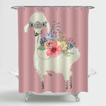 Llama with Flowers Shower Curtain - Pink