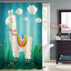 Llama with Desert Cactus Shower Curtain - Green