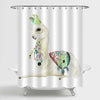 Hand Painted Mexican Llama with Ethnic Blanket Shower Curtain -Beig