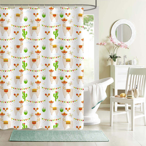 Mexican Wild Animal Llama Shower Curtain - Multicolor