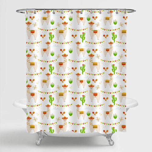 Mexican Wild Animal Llama Shower Curtain - Multicolor