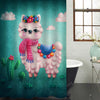 Baby Llama and Mexican Cactus Shower Curtain - Green Pink