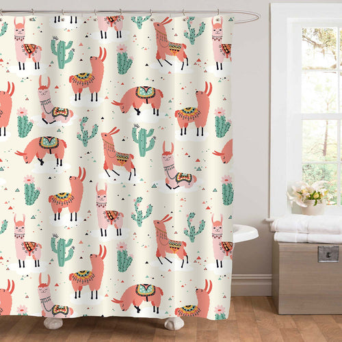 Llama on Cloud Shower Curtain - Multicolor