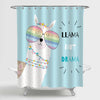Llama Wearing Rainbow Glasses Shower Curtain - Green