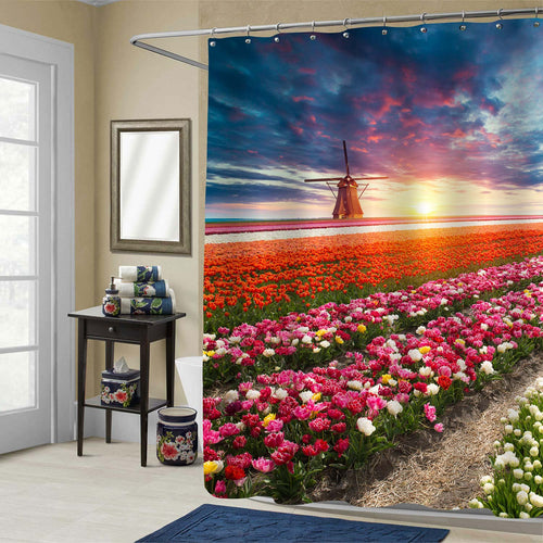 Traditional Netherlands Holland Dutch Scenery Shower Curtain - Multicolor