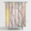 Hollyhock Flowers in Garden Shower Curtain - Pink