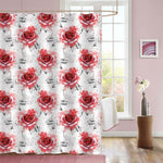 Watercolor Flowers and Leaves Shower Curtain - Red