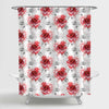 Watercolor Flowers and Leaves Shower Curtain - Red