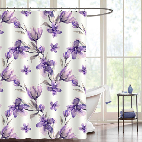 Traditional Oriental Wildflower Shower Curtain - Purple