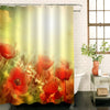Bright Poppy Flowers Shower Curtain - Red Gold