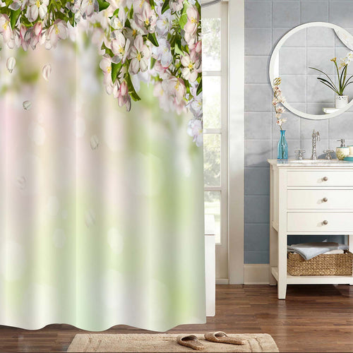 Blooming Apple Tree Flower Shower Curtain - Green