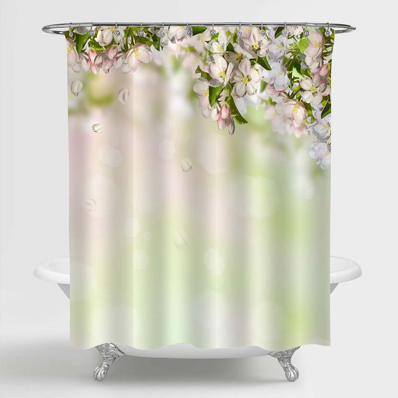 Blooming Apple Tree Flower Shower Curtain - Green