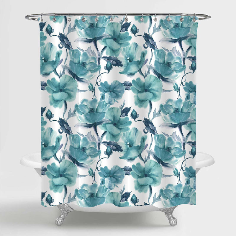 Watercolor Orchid Flowers Shower Curtain - Green